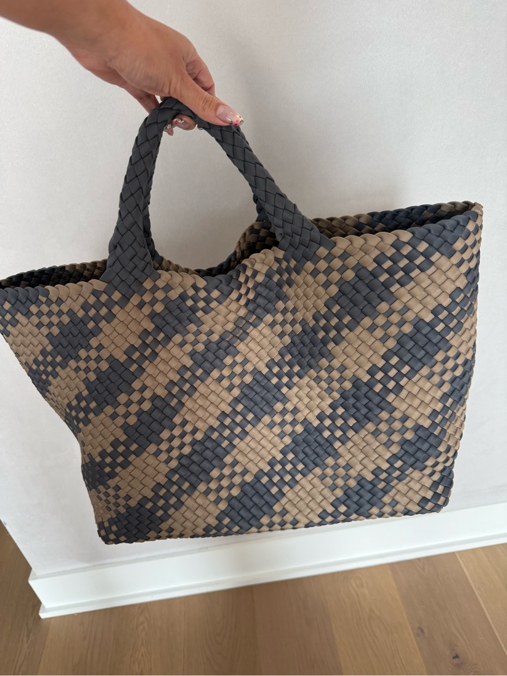 Naghedi St. Barth’s Large Plaid Tote (Dune)